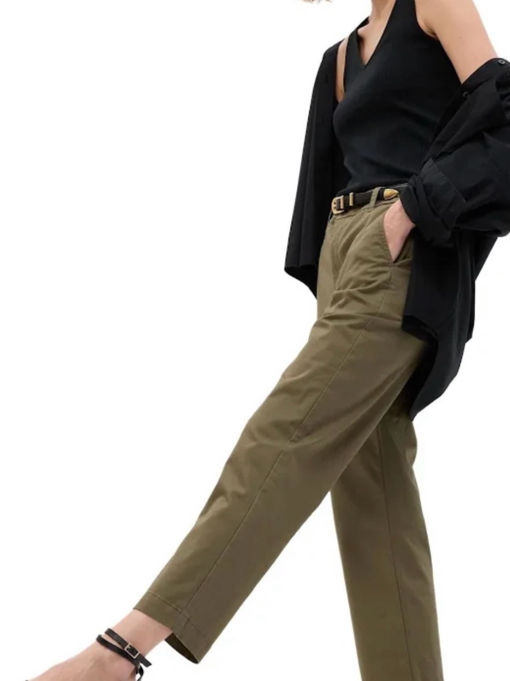 New! Khakis By Gap Girlfriend Mid- Rise Pants Olive Green Size 8/29